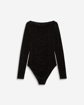 Body de manga larga con estampado de leopardo noir Bora