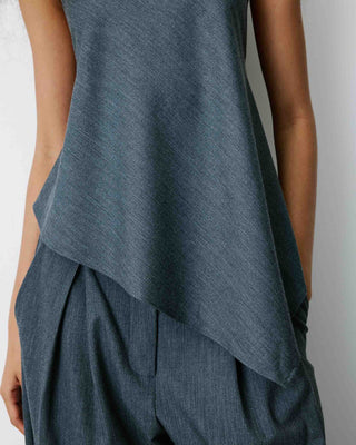 Top asymétrique fluide sans manches dos nu anthracite Binni