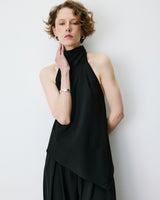 Top asymétrique fluide sans manches dos nu noir Binni