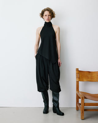 Top asymétrique fluide sans manches dos nu noir Binni