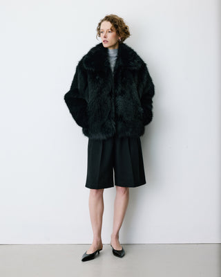 Faux-fur coat with a wide collar noir Billie