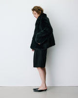 Faux-fur coat with a wide collar noir Billie