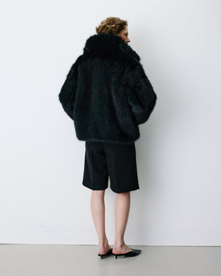 Faux-fur coat with a wide collar noir Billie