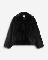 Faux-fur coat with a wide collar noir Billie