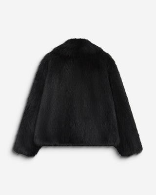Faux-fur coat with a wide collar noir Billie