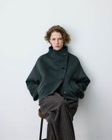 Manteau court col cheminée en laine mélangée anthracite Blanca