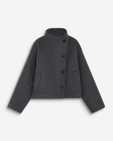 Manteau court col cheminée en laine mélangée anthracite Blanca
