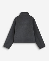 Manteau court col cheminée en laine mélangée anthracite Blanca