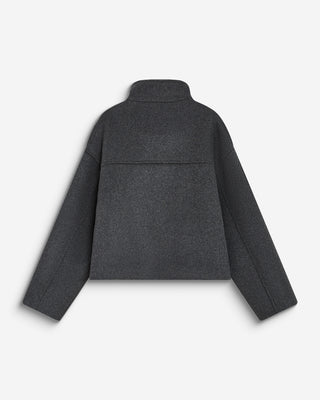 Manteau court col cheminée en laine mélangée anthracite Blanca