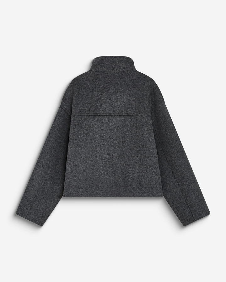 Manteau court col cheminée en laine mélangée anthracite Blanca