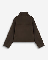 Wool-blend short coat with high collar chocolat Blanca