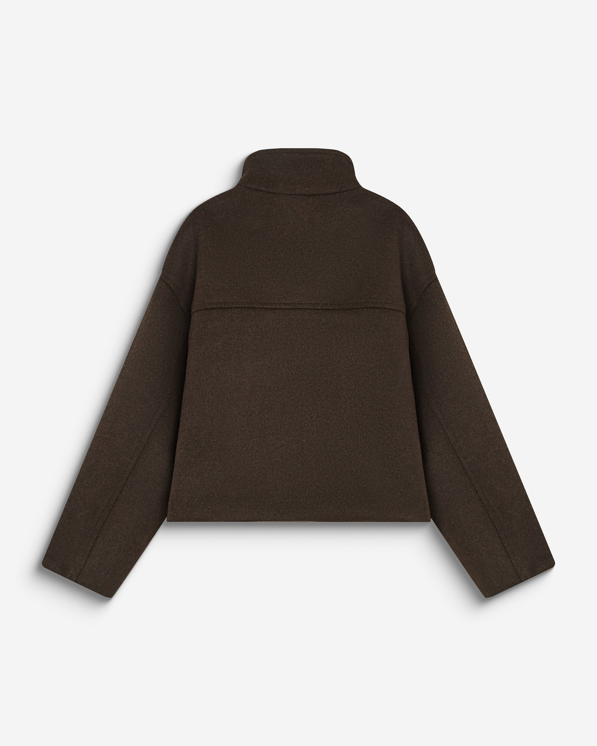 Wool-blend short coat with high collar chocolat Blanca