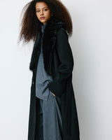 Long coat with faux-fur collar noir Beryl