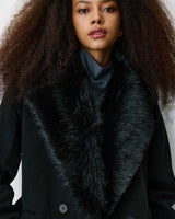 Long coat with faux-fur collar noir Beryl