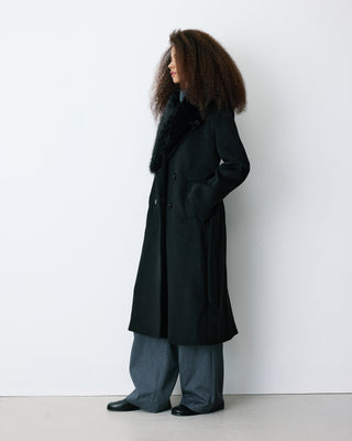 Long coat with faux-fur collar noir Beryl