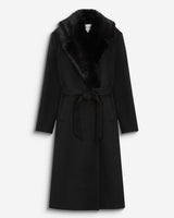 Long coat with faux-fur collar noir Beryl