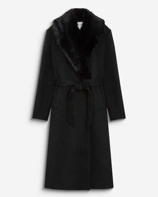 Long coat with faux-fur collar noir Beryl