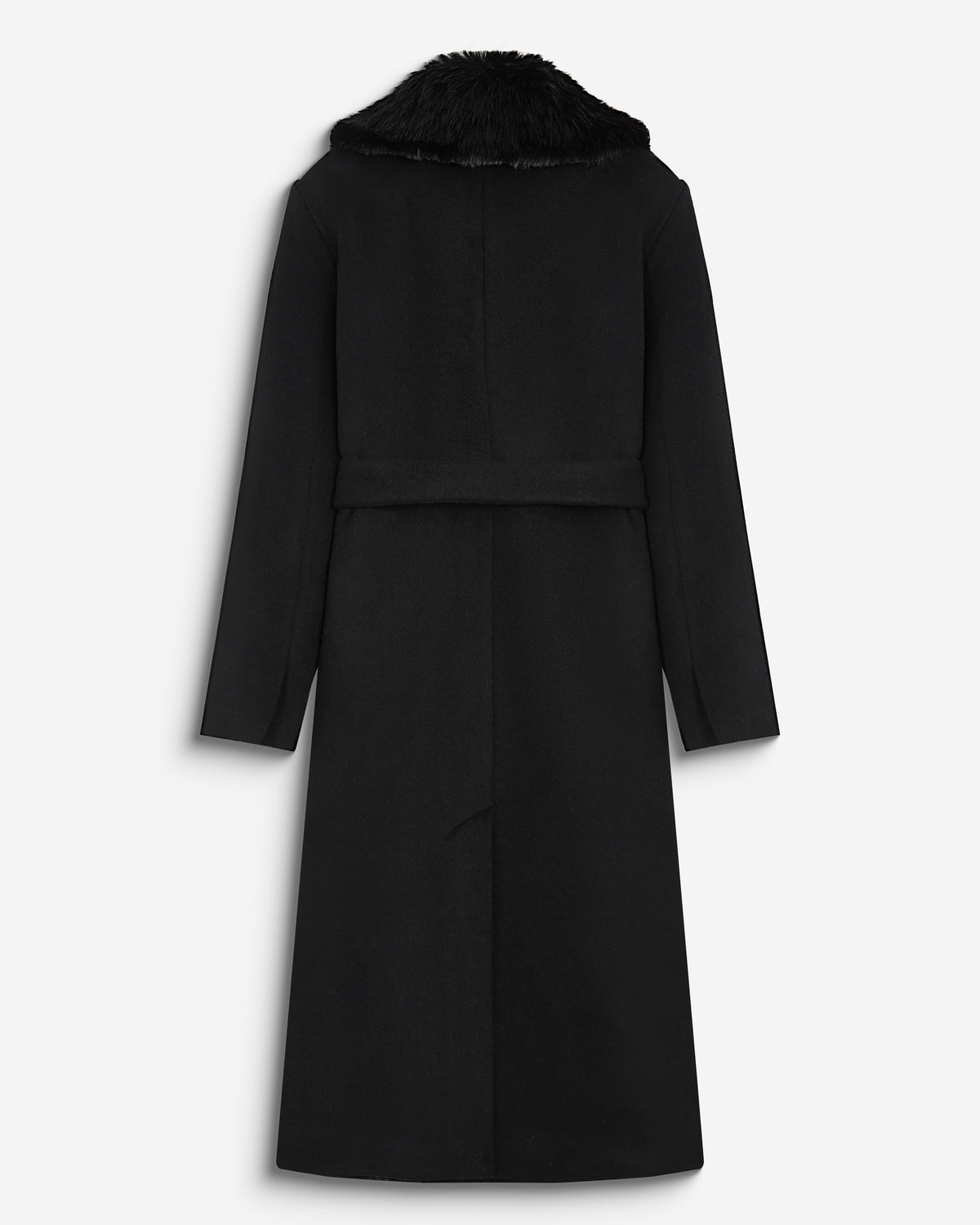 Long coat with faux-fur collar noir Beryl
