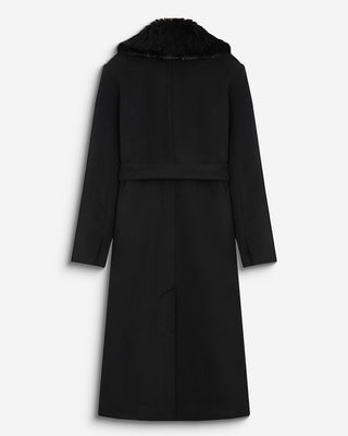 Long coat with faux-fur collar noir Beryl
