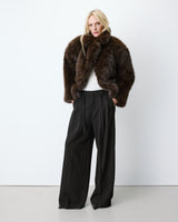 Pantalon tailleur ample ceinture nouable chocolat Ardoise