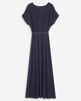 Robe longue portefeuille ceinturée marine Pollen