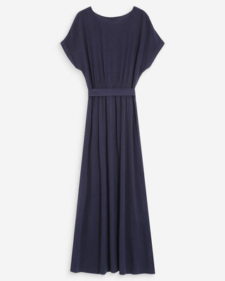 Robe longue portefeuille ceinturée marine Pollen