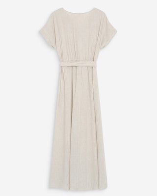 Robe longue portefeuille ceinturée sable Pollen
