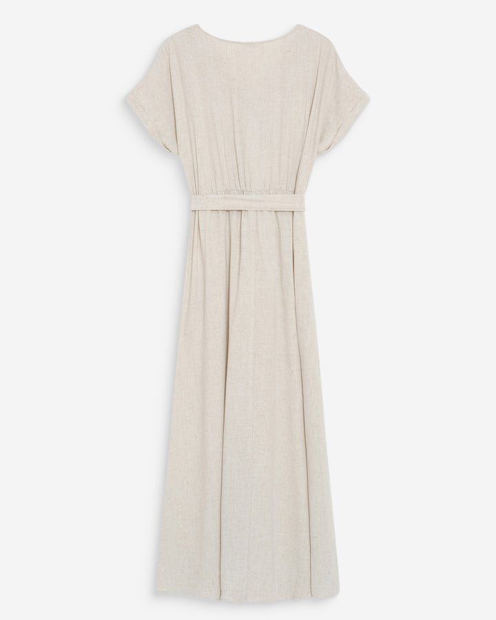 Robe longue portefeuille ceinturée sable Pollen