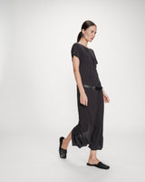 Robe longue légère en modal manches courtes carbone Peace