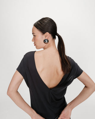 Robe longue légère en modal manches courtes carbone Peace
