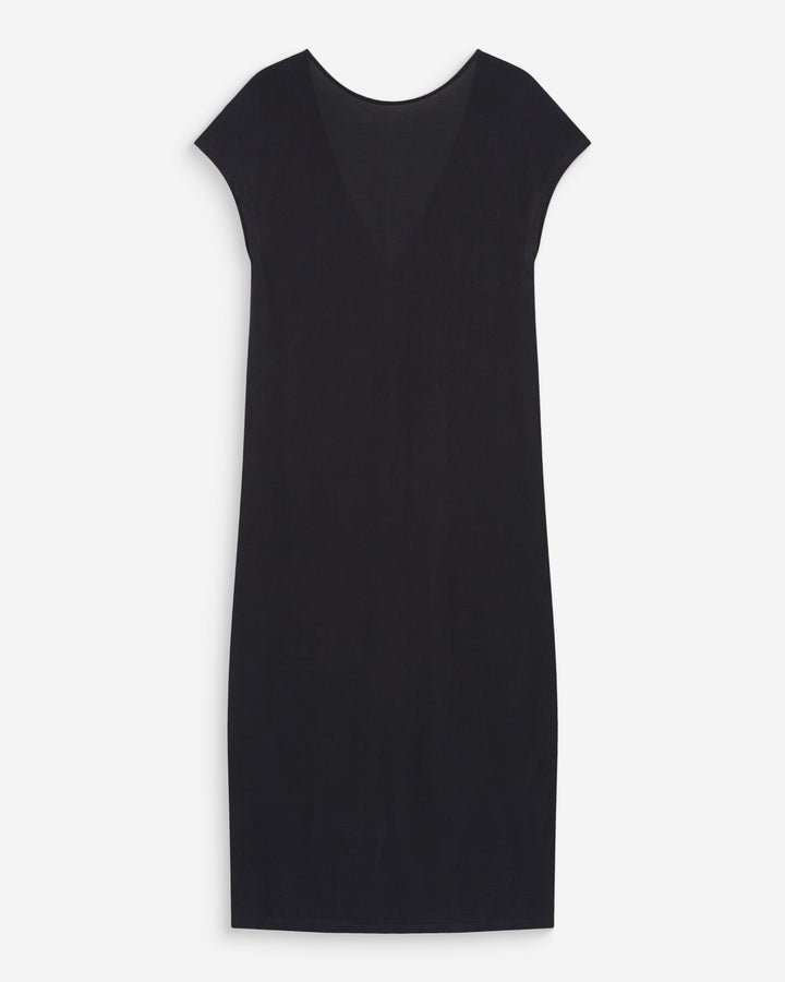 Robe longue légère en modal manches courtes carbone Peace