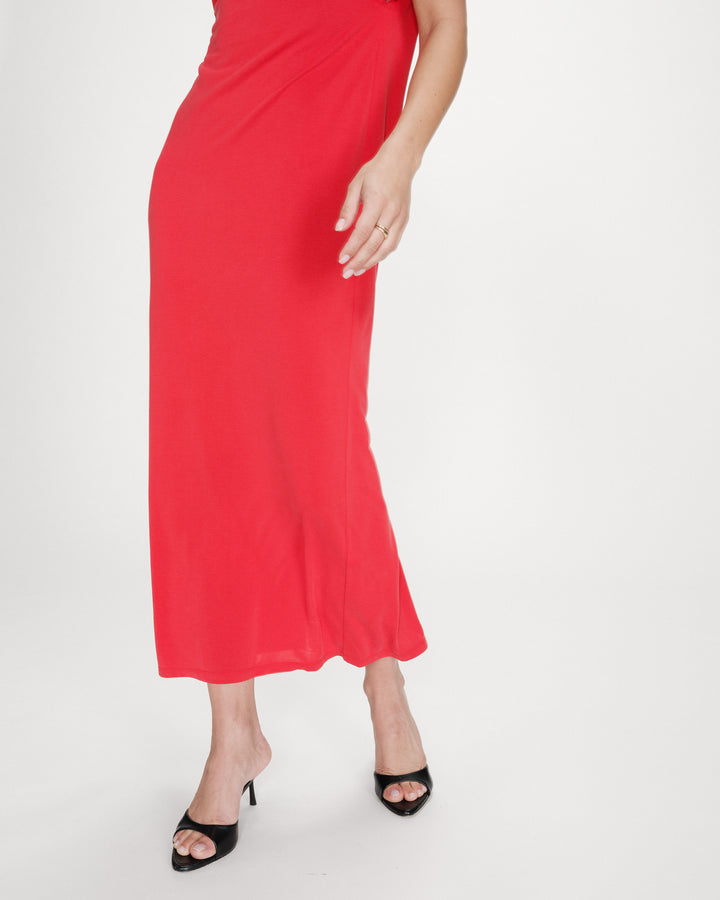 Robe longue légère en modal manches courtes fuchsia Peace