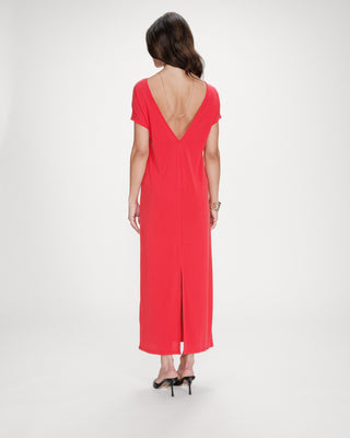 Robe longue légère en modal manches courtes fuchsia Peace
