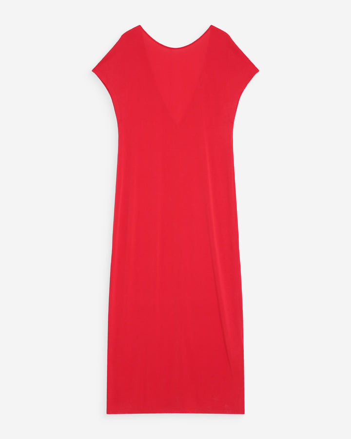 Robe longue légère en modal manches courtes fuchsia Peace