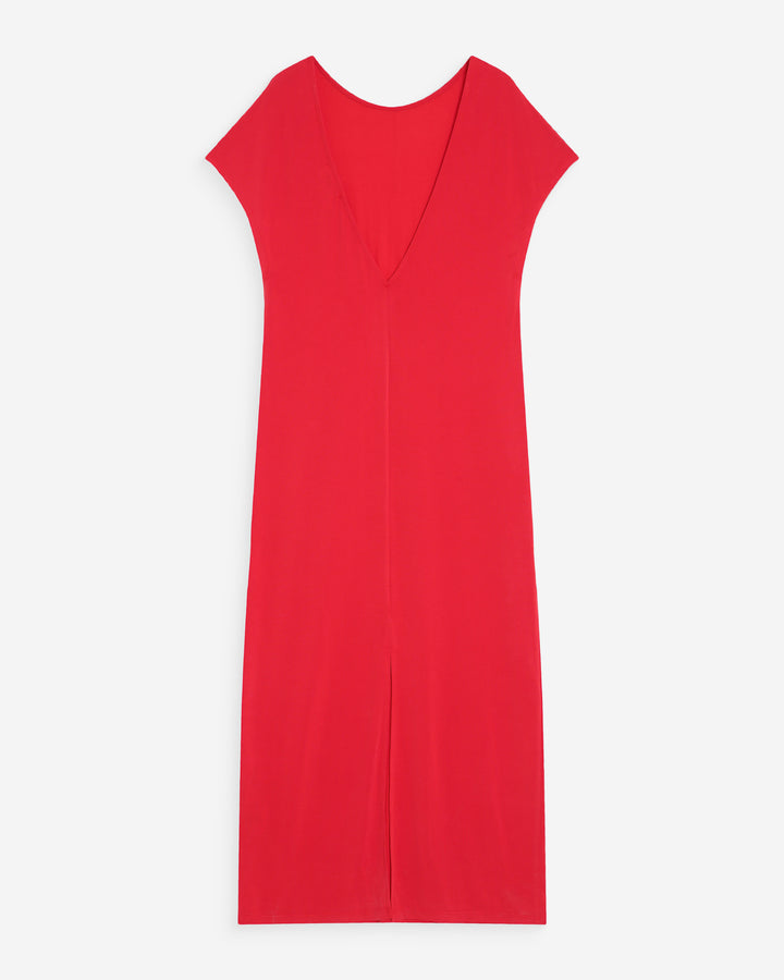 Robe longue légère en modal manches courtes fuchsia Peace
