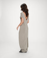 Robe longue légère en modal manches courtes kaki Peace