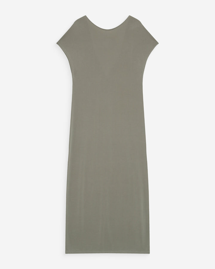 Robe longue légère en modal manches courtes kaki Peace