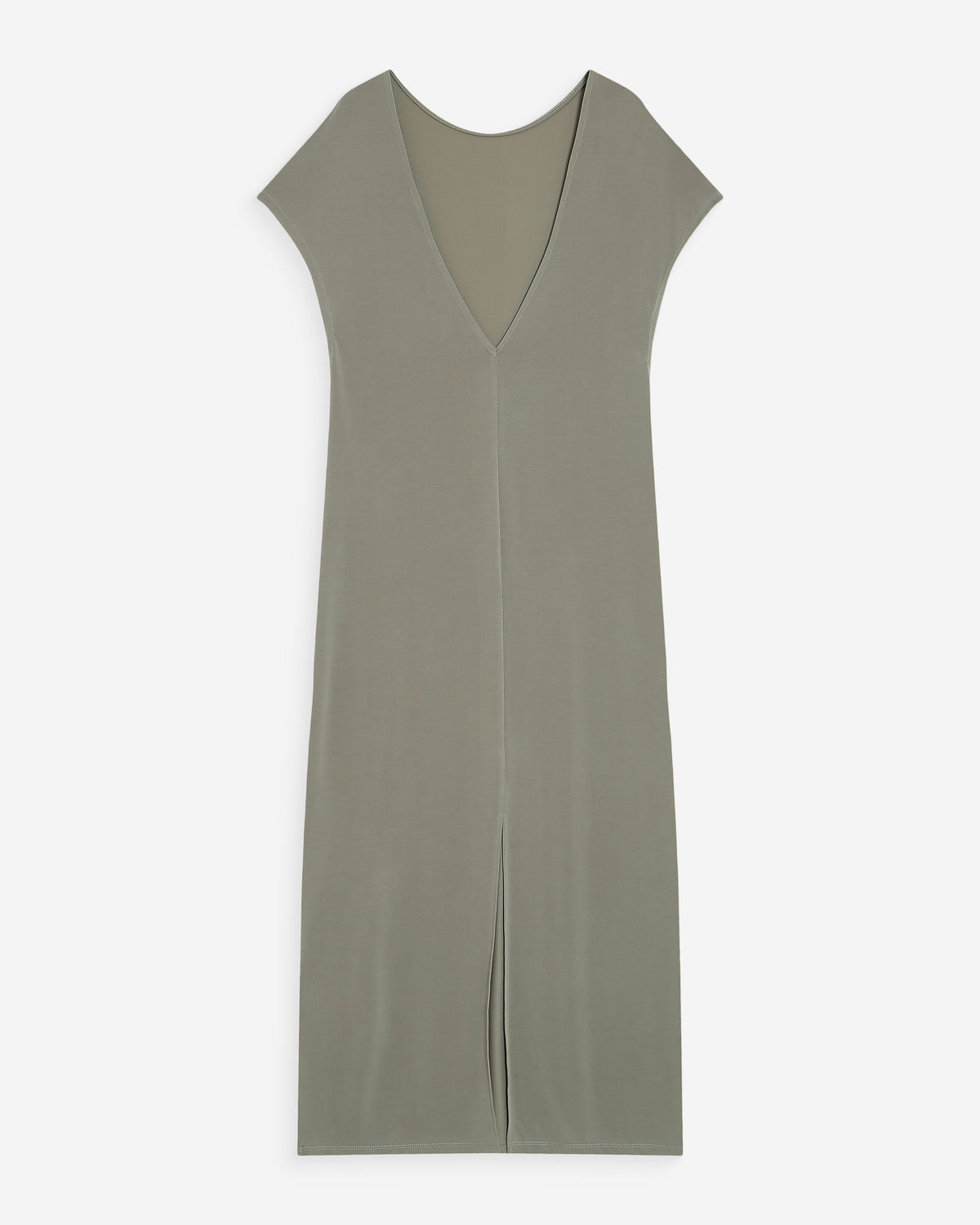 Robe longue légère en modal manches courtes kaki Peace