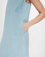 Vestido corto recto sin mangas en denim stripedblue Vanessa