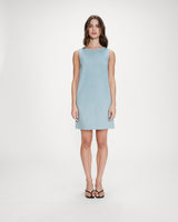 Vestido corto recto sin mangas en denim stripedblue Vanessa