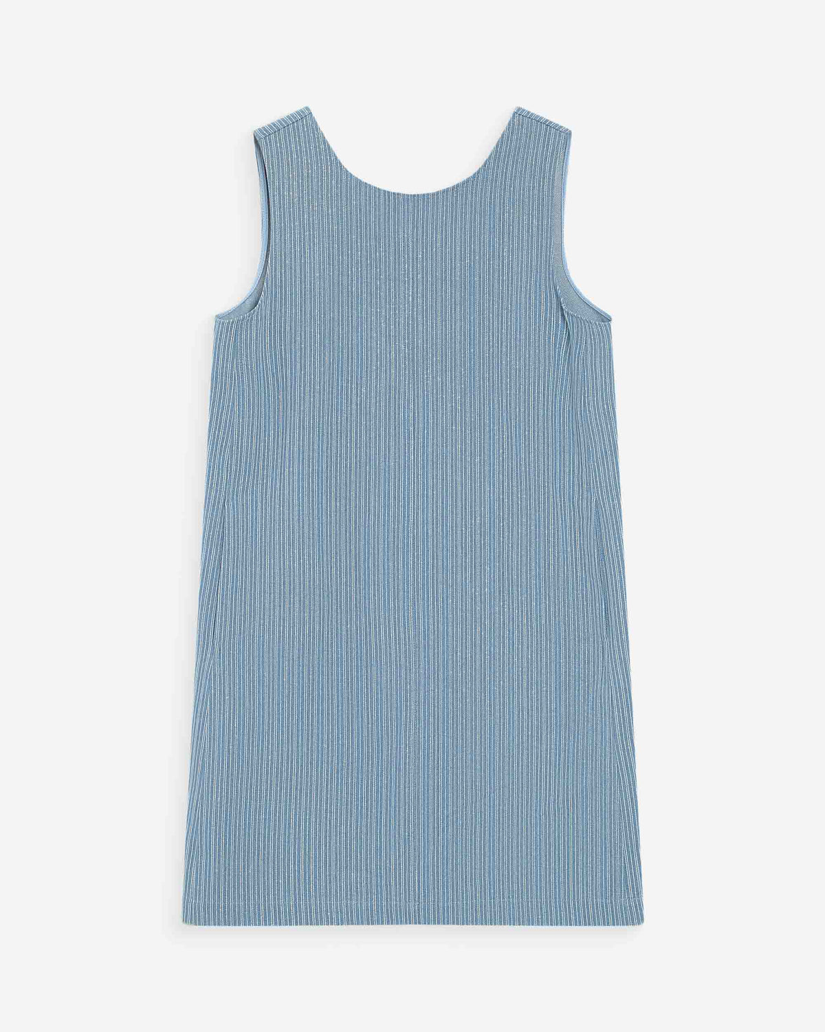 Vestido corto recto sin mangas en denim stripedblue Vanessa