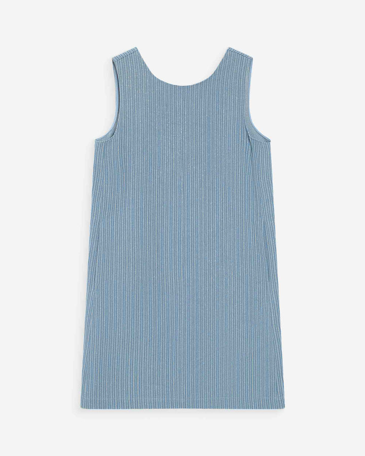 Vestido corto recto sin mangas en denim stripedblue Vanessa