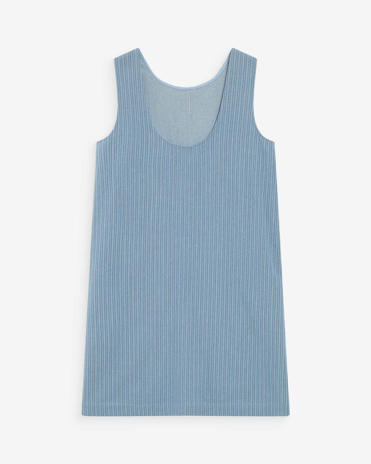 Vestido corto recto sin mangas en denim stripedblue Vanessa