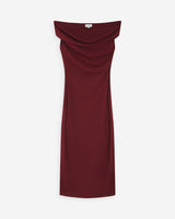 Robe longue cintrée col asymétrique cherry Vanity