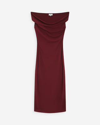 Robe longue cintrée col asymétrique cherry Vanity