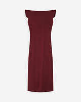 Robe longue cintrée col asymétrique cherry Vanity
