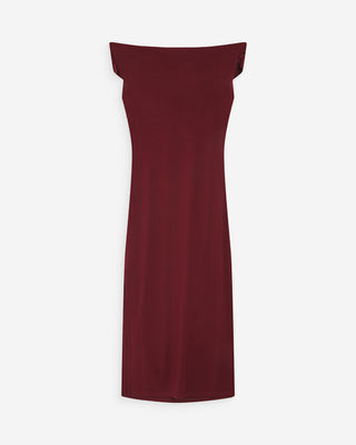 Robe longue cintrée col asymétrique cherry Vanity