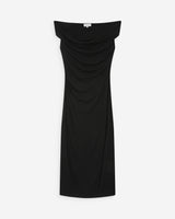 Robe longue cintrée col asymétrique noir Vanity