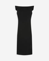 Robe longue cintrée col asymétrique noir Vanity