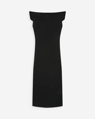 Robe longue cintrée col asymétrique noir Vanity